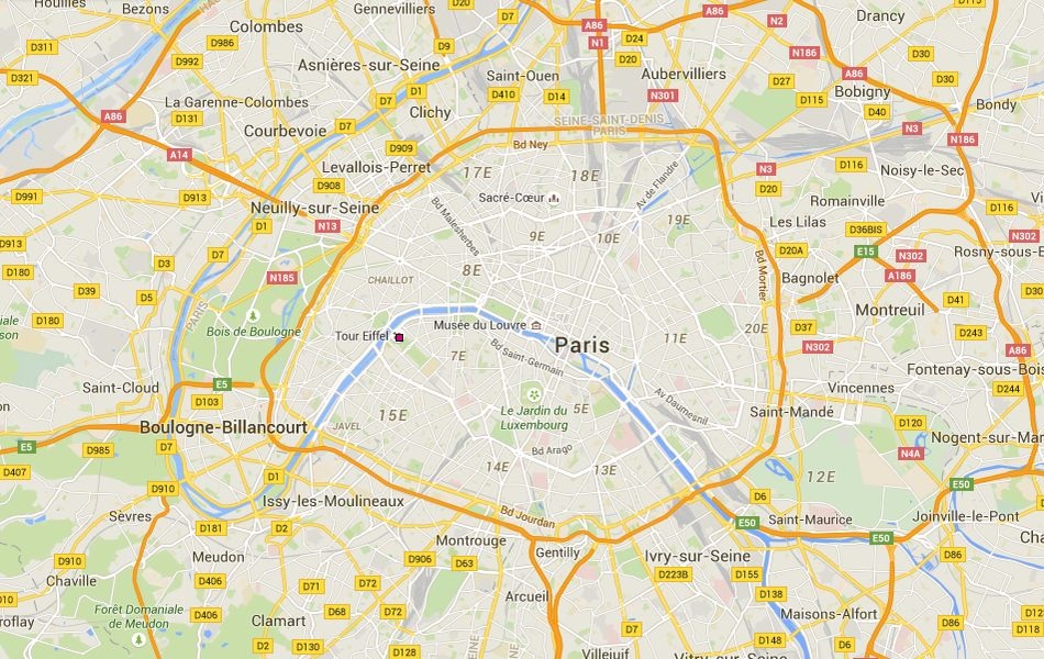 Paris France Map Eiffel Tower