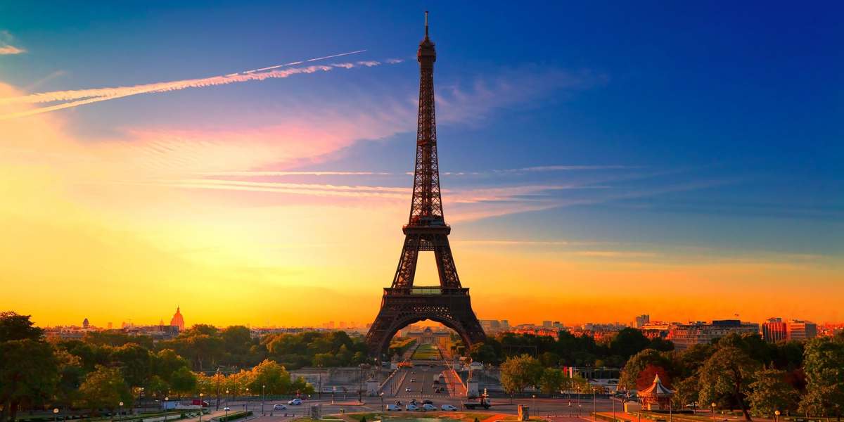 The Eiffel Tower at dusk