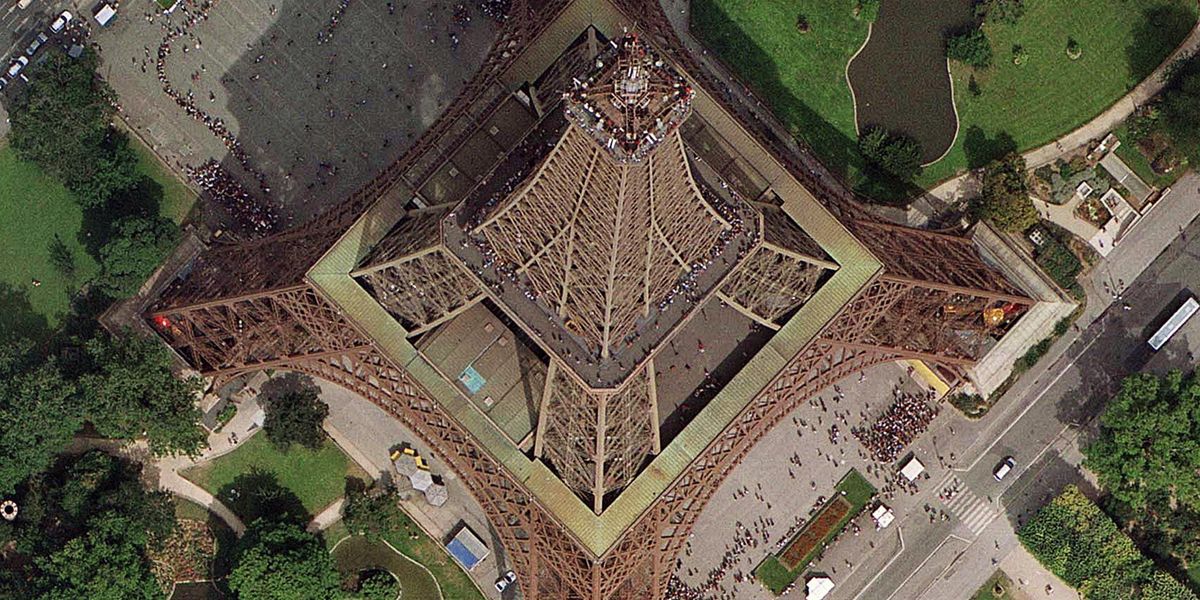 Aerial view of the Eiffel Tower