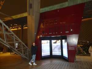 Kiosk presenting the construction of the tower