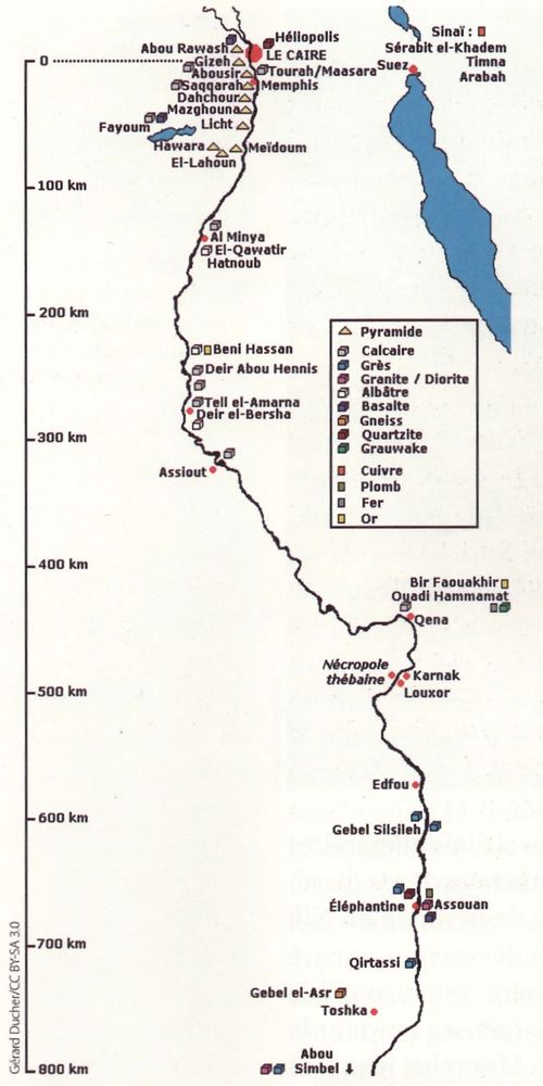 Map of quarries of ancien Egypt