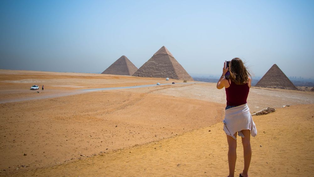 Tourist at Giza Plateau