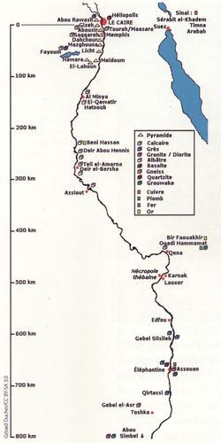 Map of quarries of ancien Egypt