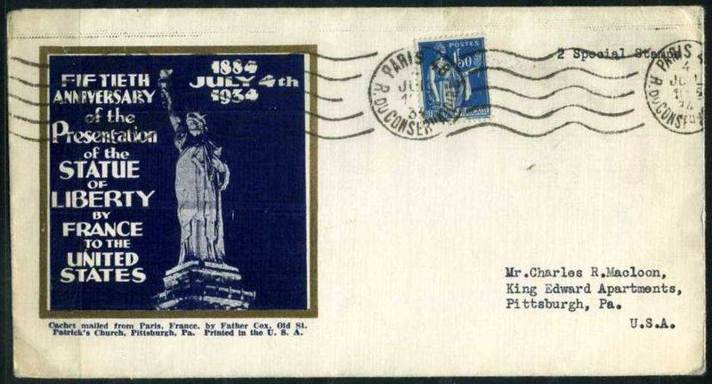 Postal envelope bearing the image of Miss Liberty