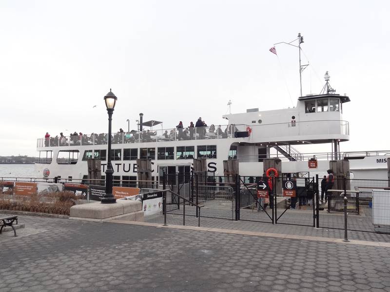 A boat from the Statue Cruise