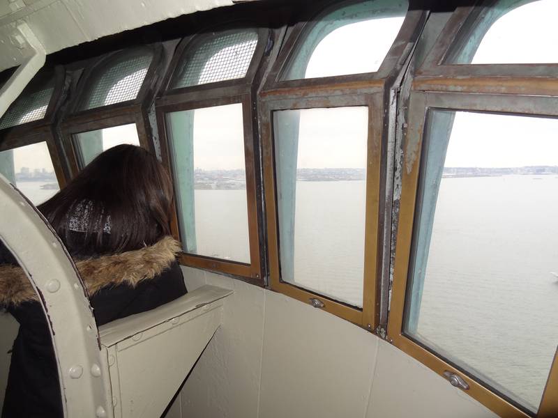 Inside the head of the Statue of Liberty