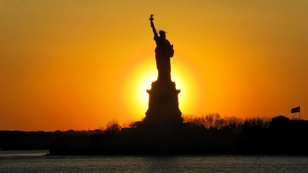 The statue of Liberty the evening