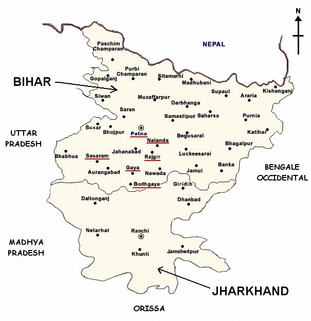 Map of Bihar and Jarkhand