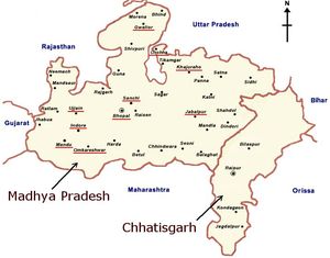 Map of Madhya Pradesh and Chhatisgarh