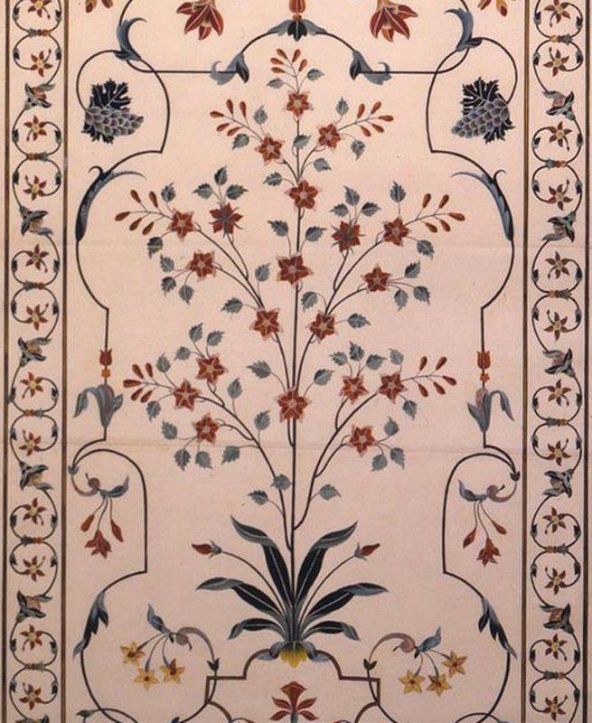 Floral decorations of the cenotaph of Mumtaz Mahal