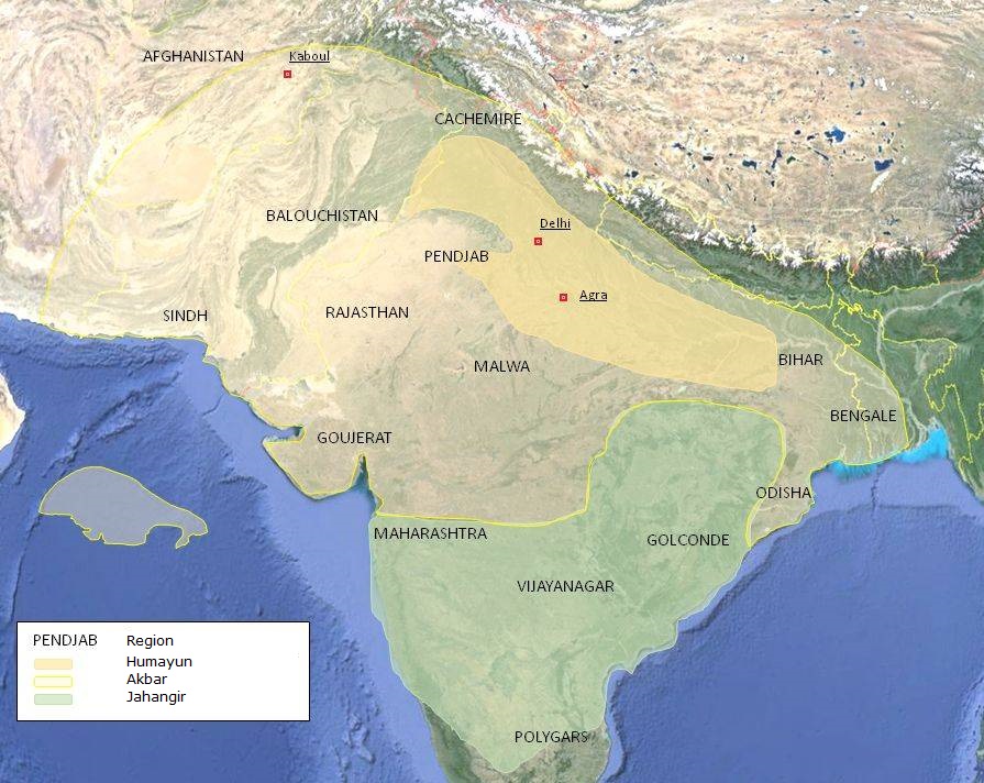 Map of the Mughal Empire