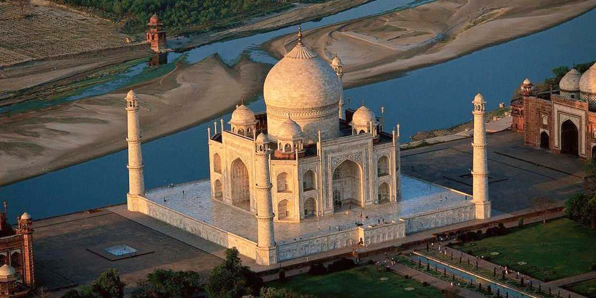 The Taj Mahal in aerial view